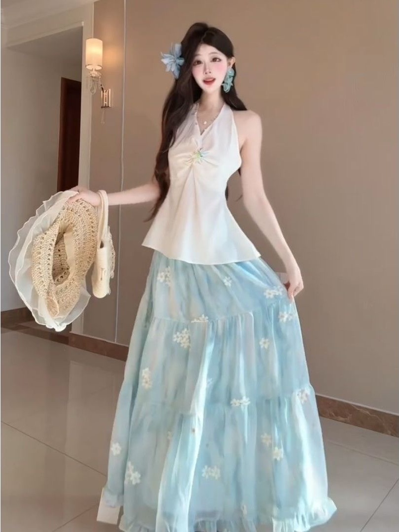 French Riviera Vacation Style  - Midi Skirt Floral review and price