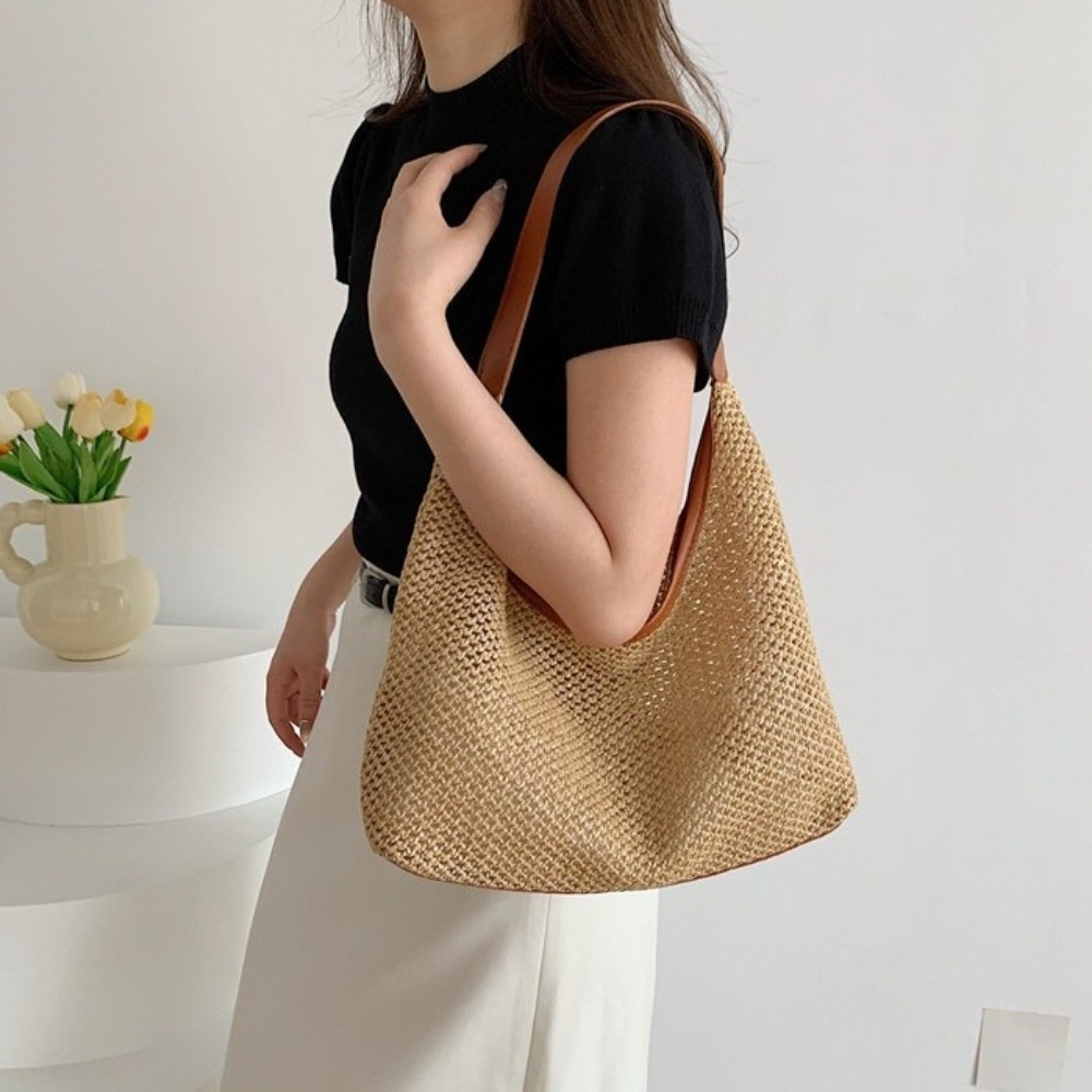 Cute Solid Color Weave Straw B - Tote Bag Beach review and price