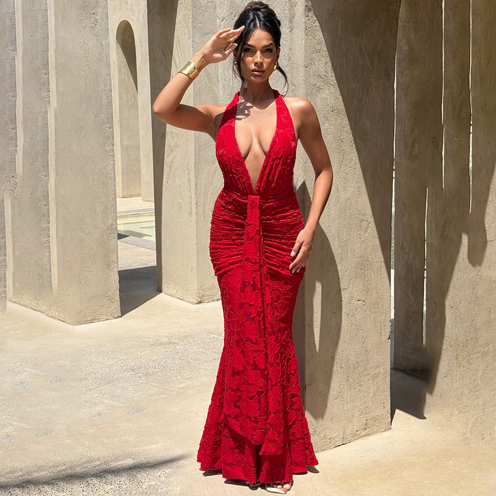 Sexy Deep V Backless Wrap arou - Linen Dress Wrap review and price