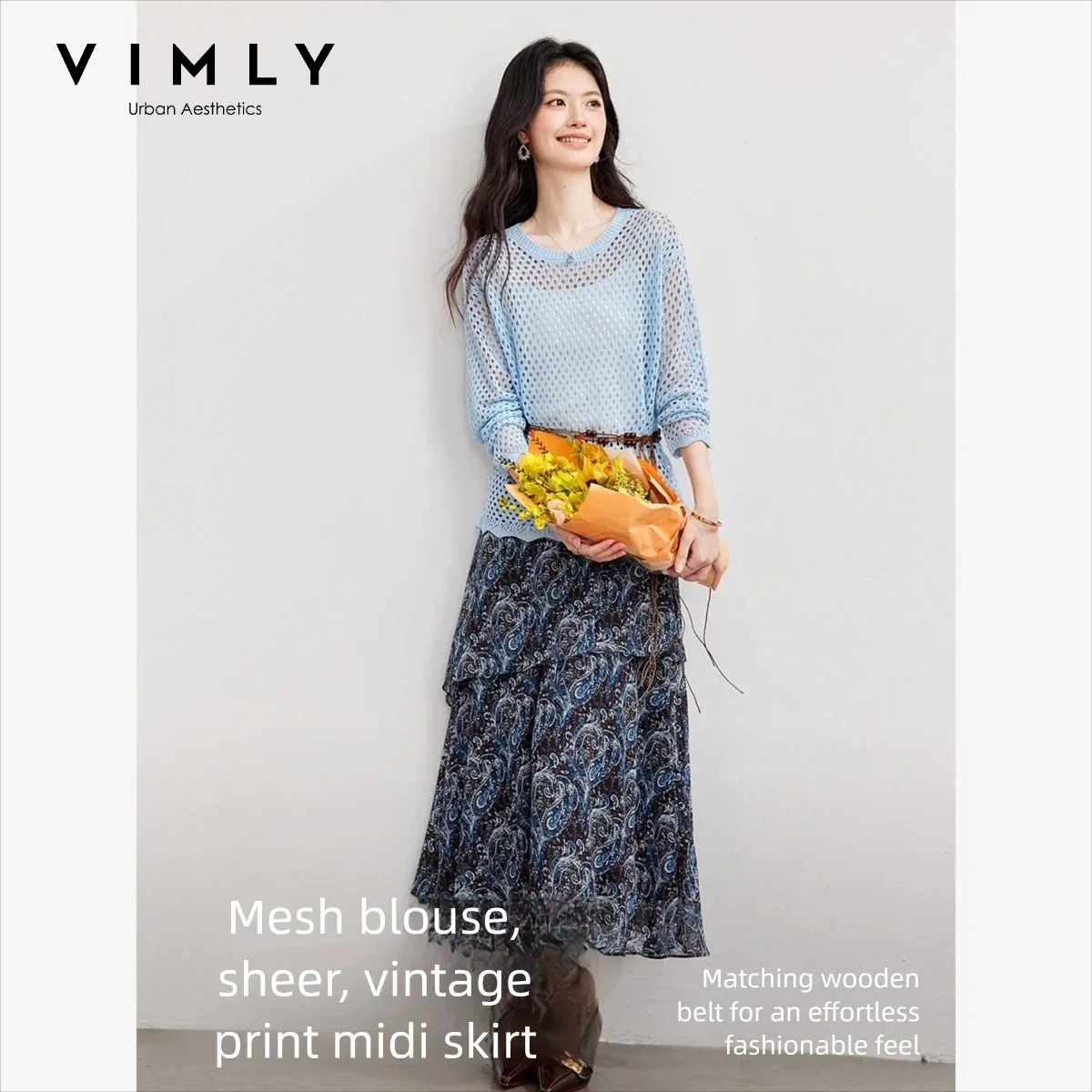 VIMLY Women's Two-piece Set 20 - Midi Skirt Floral review and price